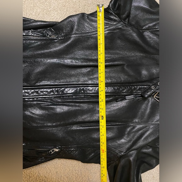 Massimo Dutti genuine sheepskin leather biker jacket black (Women, M size) - Picture 9 of 16